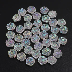 Acrylic transparent AB colorful rose flower loose beads for DIY handmade bracelet jewelry accessories