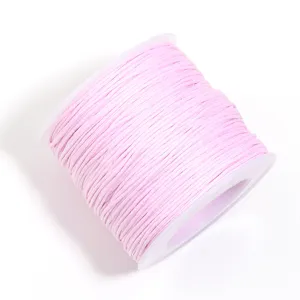 Light pink wax cord detail shot, smooth surface, ideal for DIY handmade bracelets and beading.