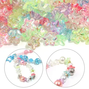 Acrylic transparent AB colorful flower beads for DIY handmade bracelets and jewelry accessories