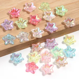 Acrylic AB color flower beads detail view, perfect for DIY handmade bracelets and jewelry accessories.