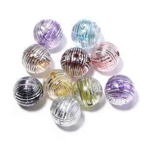 16mm trasparenti perline tonde in acrilico con strisce argentate diy braccialetti fatti a mano gioielli