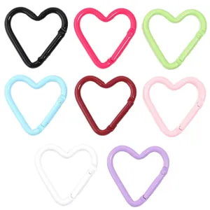 Colorful alloy heart carabiner spring clip for backpack keychain apparel and bag decoration