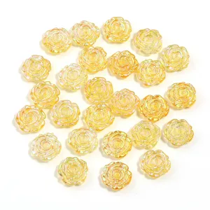 Transparent acrylic rose beads for DIY jewelry making, beautiful yellow craft charms.