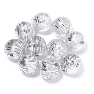 16mm perle sfuse in acrilico argentato trasparente palla di filo rigato per fai da te
