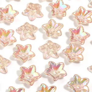 Acrylic transparent iridescent star flower loose beads for DIY handmade bracelet jewelry making
