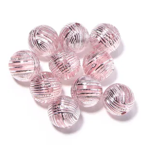 16mm Perle sfuse in acrilico trasparente placcato argento palla filato rigate DIY