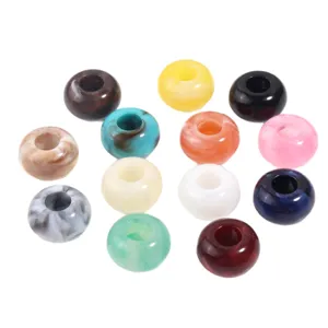 Acrylic Large Hole Loose Beads Two-Color Swirl Marbled Round Beads DIY Jewelry Making