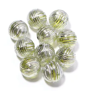 16mm trasparente argento placcato rigato acrilico filato palla perle fai da te accessori gioielli
