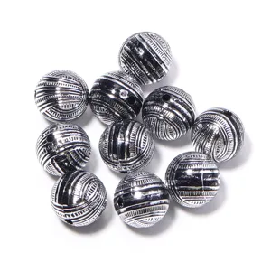 16mm Perline Sfuse Rigate in Acrilico Argentato per Creazione di Gioielli e Bracciali DIY