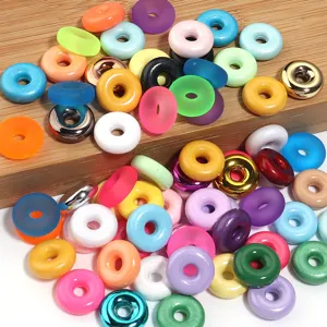 Acrilico 14mm cuentas dona separadoras multicolor planas redondas agujero grande DIY pulsera