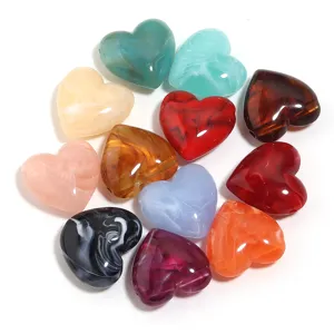 Perline a cuore in acrilico per braccialetti fai da te, accessori per gioielli marmo dettaglio.
