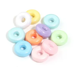 Cuentas Separadoras Donut Acrílico 14mm Multicolor Plano Redondo Gran Agujero DIY