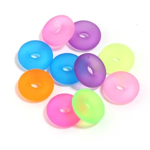 Abalorios espaciadores dona acrilicos mate multicolores agujeros grandes para manualidades joyas