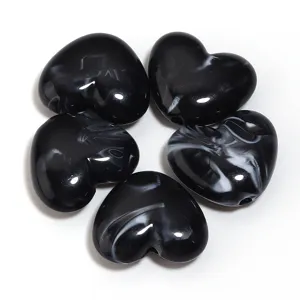 Perline di acrilico a cuore marmorizzato nero e bianco per braccialetti fai da te accessori.