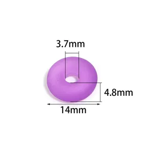 Abalorio espaciador dona acrilico 14mm plano redondo agujero grande para pulsera joyeria DIY hecho.