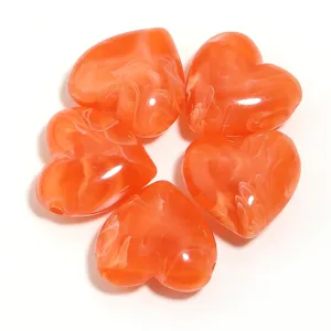 Perline a cuore in acrilico per gioielli braccialetti fai da te accessori arancione