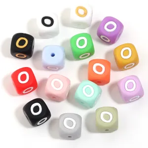 Perles carrées en silicone colorées lettres en vrac bracelet DIY accessoires de bijoux