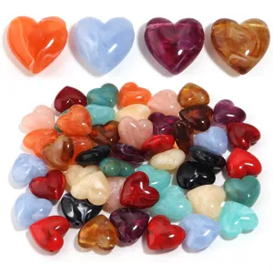 Perline Sciolte in Acrilico a Forma di Cuore Effetto Giada Motivo Marmorizzato con Foro Orizzontale Distanziatori per Creazione di Gioielli Braccialetti Fai da Te