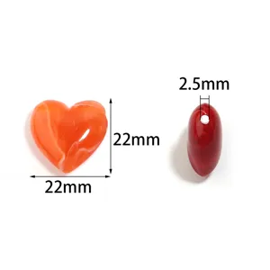 Perline sfuse cuore acrilico bicolore imitazione giada braccialetto fai da te 22mm