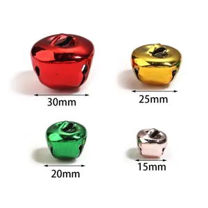 Christmas decorative colorful metal bells in assorted sizes from 15mm to 30mm for DIY crafts.