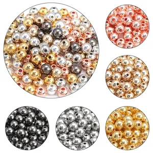 CCB round beads close-up detail, electroplated loose spacer beads for DIY jewelry making