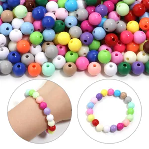 Colorful acrylic round beads for DIY bracelet jewelry making and accessories detail view