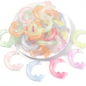 Acrylic luminous moon beads mermaid DIY jewelry accessories sweet pastel craft supplies