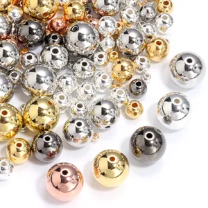 Electroplated CCB Round Beads Circular Spacer Beads DIY Jewelry Making Accessories Metallic Loose Beads Set For Bracelet Necklace