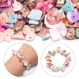 Natural seashell perforated DIY beads colorful shell accessories for handmade jewelry wind chimes