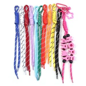 Multicolor nylon braided rope keychain DIY accessories detail view showing colorful lanyards.