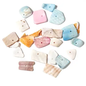 Natural shell drilled beads colorful shell charms for DIY wind chime crafting accessories.