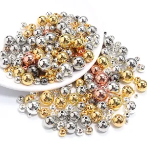 Mixed electroplated CCB round loose spacer beads for DIY jewelry making accessories
