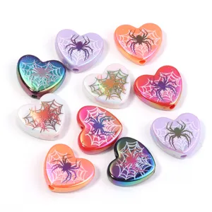 Perline a forma di cuore con ragnatela di Halloween perline UV per creazione gioielli fai da te