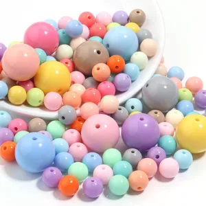 Colorful acrylic round beads macaron pastel loose beads for DIY jewelry making crafts