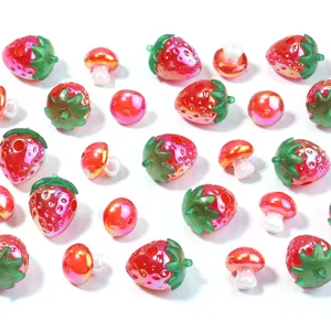 Colorful acrylic strawberry and mushroom beads DIY jewelry accessories main product view.