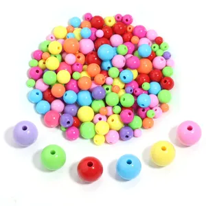 Colorful acrylic round loose beads for DIY jewelry making bracelets crafts accessories.