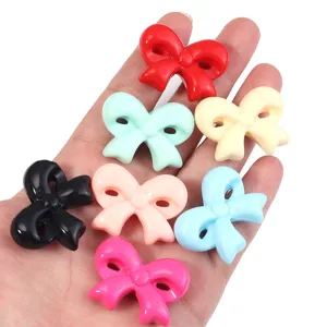 Colorful acrylic bowknot loose beads for DIY handmade bracelets, phone charms and keychains.