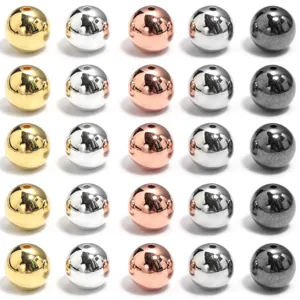 CCB metallic electroplated round spacer beads for DIY jewelry making and bracelet crafts.