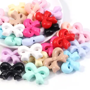 Colorful acrylic bow loose beads for DIY bracelets, phone charms, and handmade accessories.