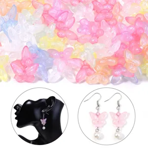Acrylic mermaid bow beads and earrings DIY accessories craft colorful translucent butterfly charms