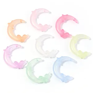 Acrylic luminous moon beads colorful butterfly charms DIY jewelry making accessories parts