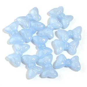 Light blue glitter bow acrylic beads for DIY jewelry making and lovely crafts design