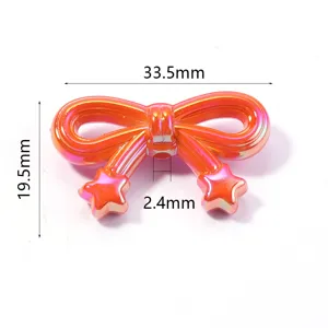 Acrylic iridescent star bow loose bead DIY charm for handmade bracelets and cute keychain accessories