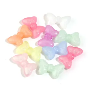 Acrylic luminous bowknot beads, mermaid glitter DIY jewelry accessories loose beads.
