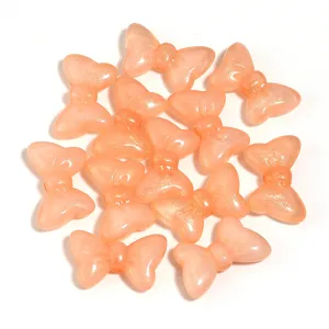 Acrylic glitter bowknot beads for DIY jewelry making, cute loose charms, craft supplies.
