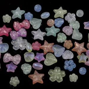 Acrylic mermaid luminous beads colorful stars hearts flowers loose DIY jewelry accessories