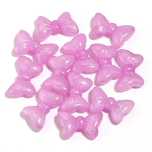 Pink acrylic glitter bow shape loose beads DIY jewelry making accessories parts craft
