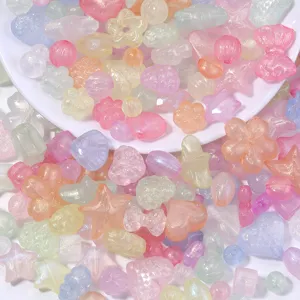 Acrylic mermaid luminous beads DIY jewelry assorted star heart flower charms set