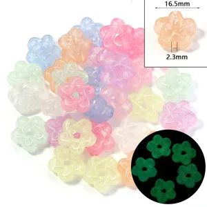 Colorful acrylic luminous flower star beads for DIY jewelry making and handmade crafts accessories.