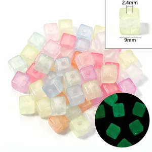 Colorful acrylic mermaid glow square beads with glitter for DIY jewelry making and crafts.